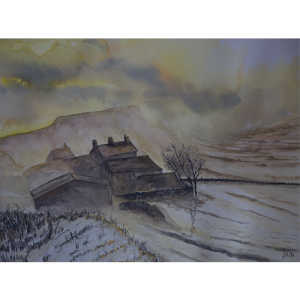 Moorland Winterscape A4 Watercolour