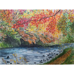 River Tees Autumn A4 Watercolour